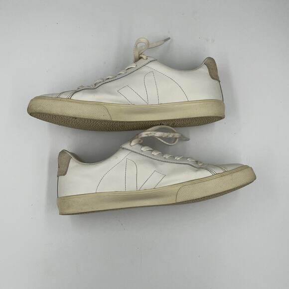 VEJA Esplar Leather Logo Sneakers White sz 10 - Picture 2 of 9